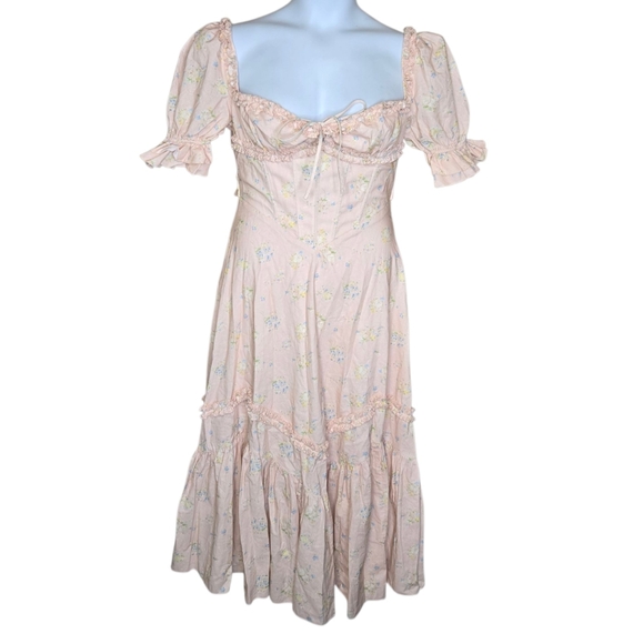 NEW Lacemade The Fairy of Pink Petals regency cottagecore floral maxi dress L - Picture 3 of 15